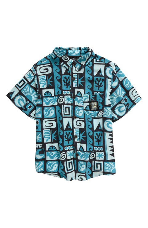 Kids' Geo Print Short Sleeve Button-Up Shirt (Toddler & Little Kid)