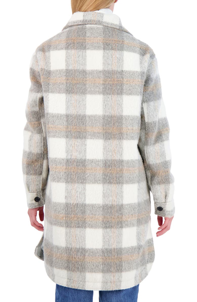 Sebby Brushed Plaid Long Shirt Jacket, Alternate, color, 