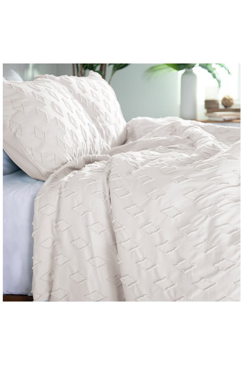 Delta Clipped Jacquard Duvet Cover Set, Alternate, color, BONE