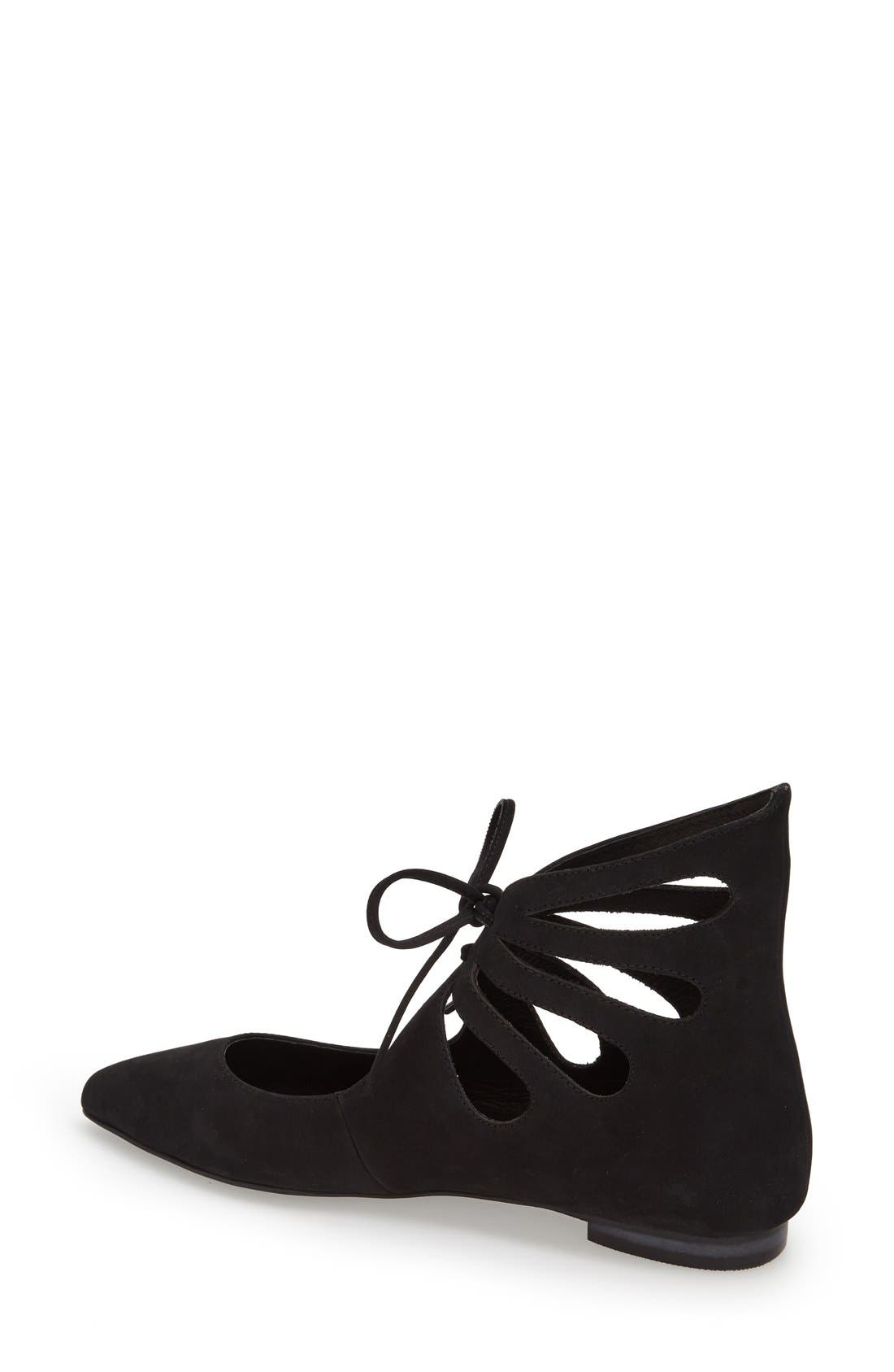 'Gazebo' Pointy Toe Flat, Alternate, color, BLACK NUBUCK