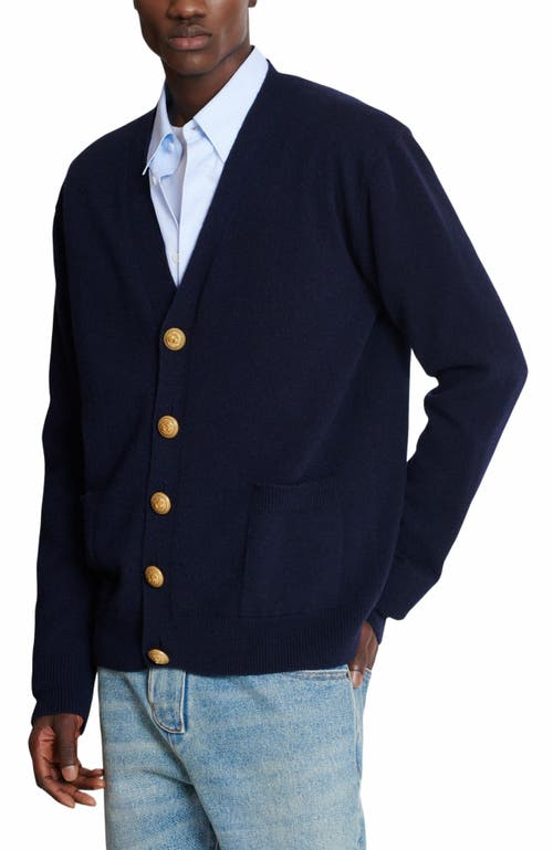 Balmain V-neck Blazer With Ribbed Cuffs And Hem