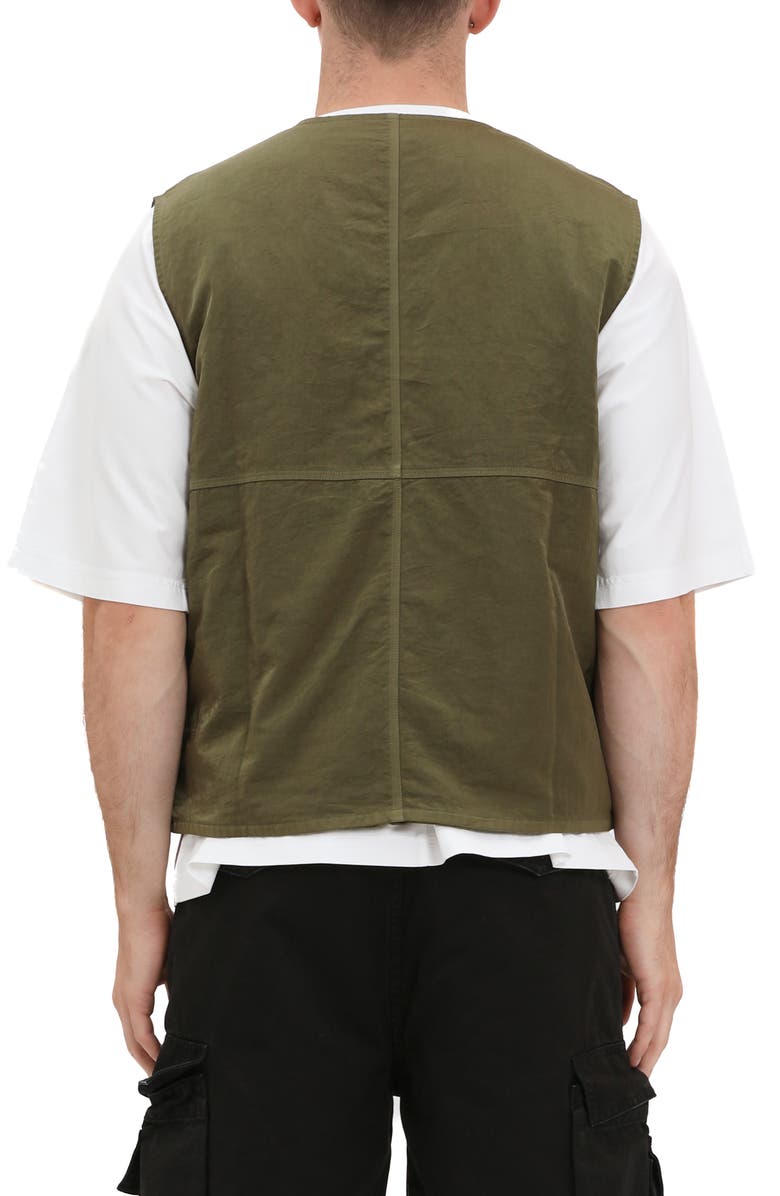 PURPLE BRAND Woven Full Zip Vest, Alternate, color, Green