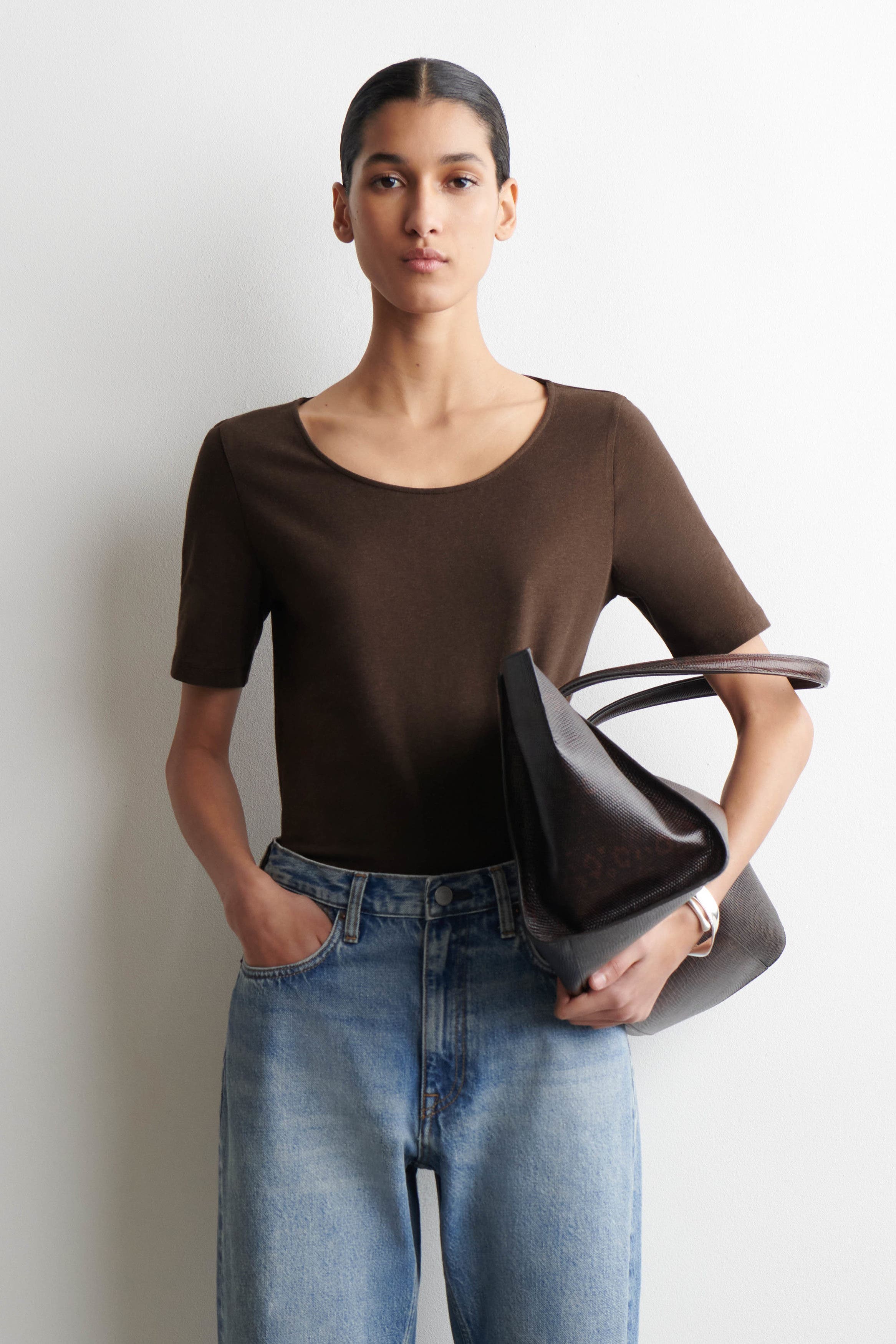 Slim Scoop-Neck Cotton T-Shirt - image 3