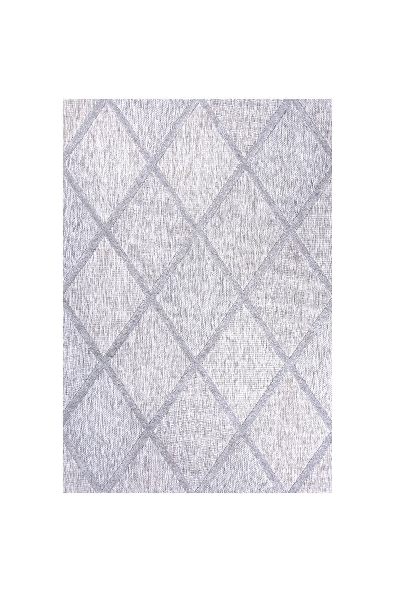 Salines Diamond Trellis Indoor/Outdoor Area Rug, Main, color, Light Gray