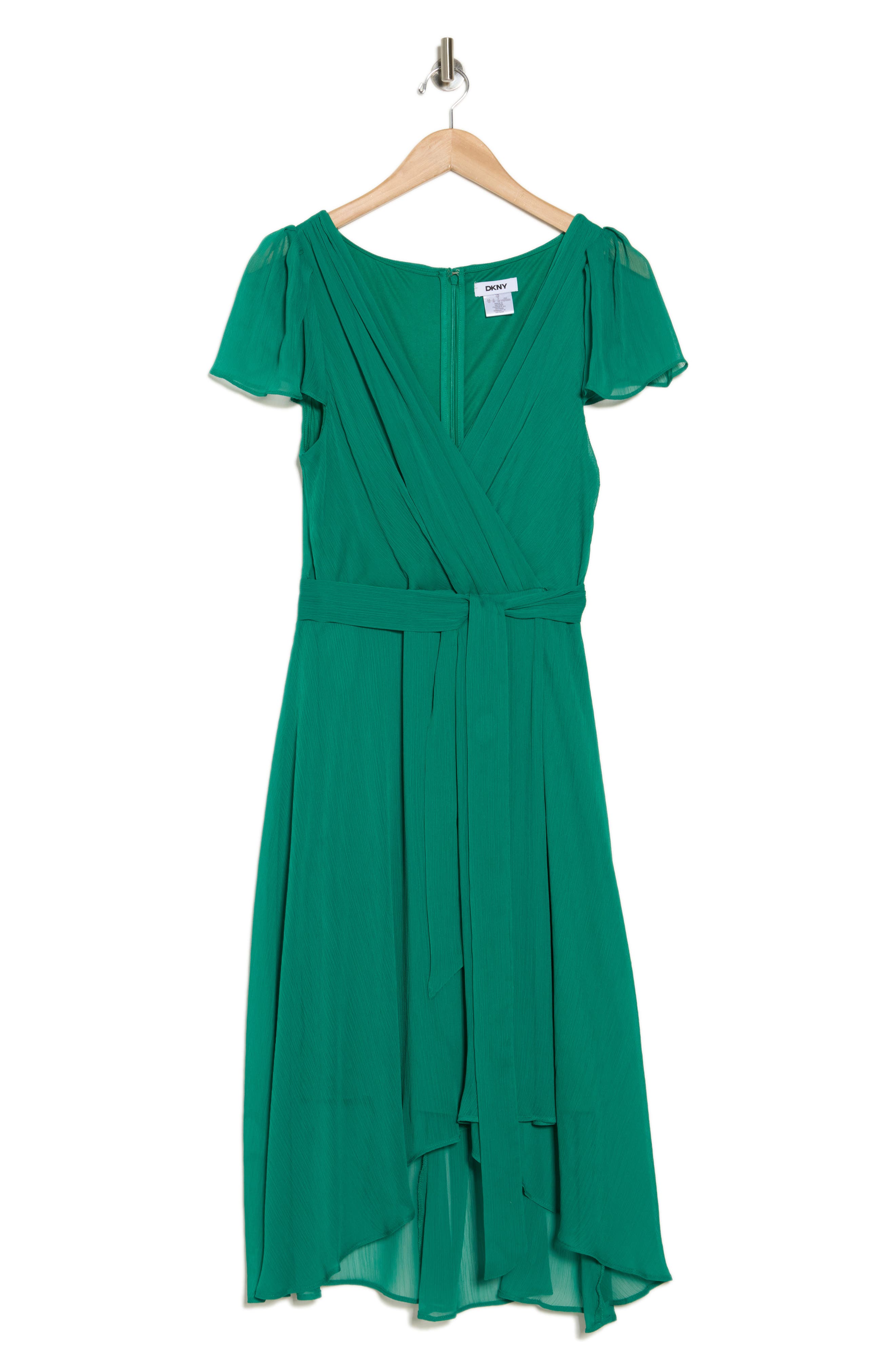 dkny green wrap dress NWT - DKNY Apple Green Belted Balloon-Sleeve Faux-Wrap Dress Size 2P