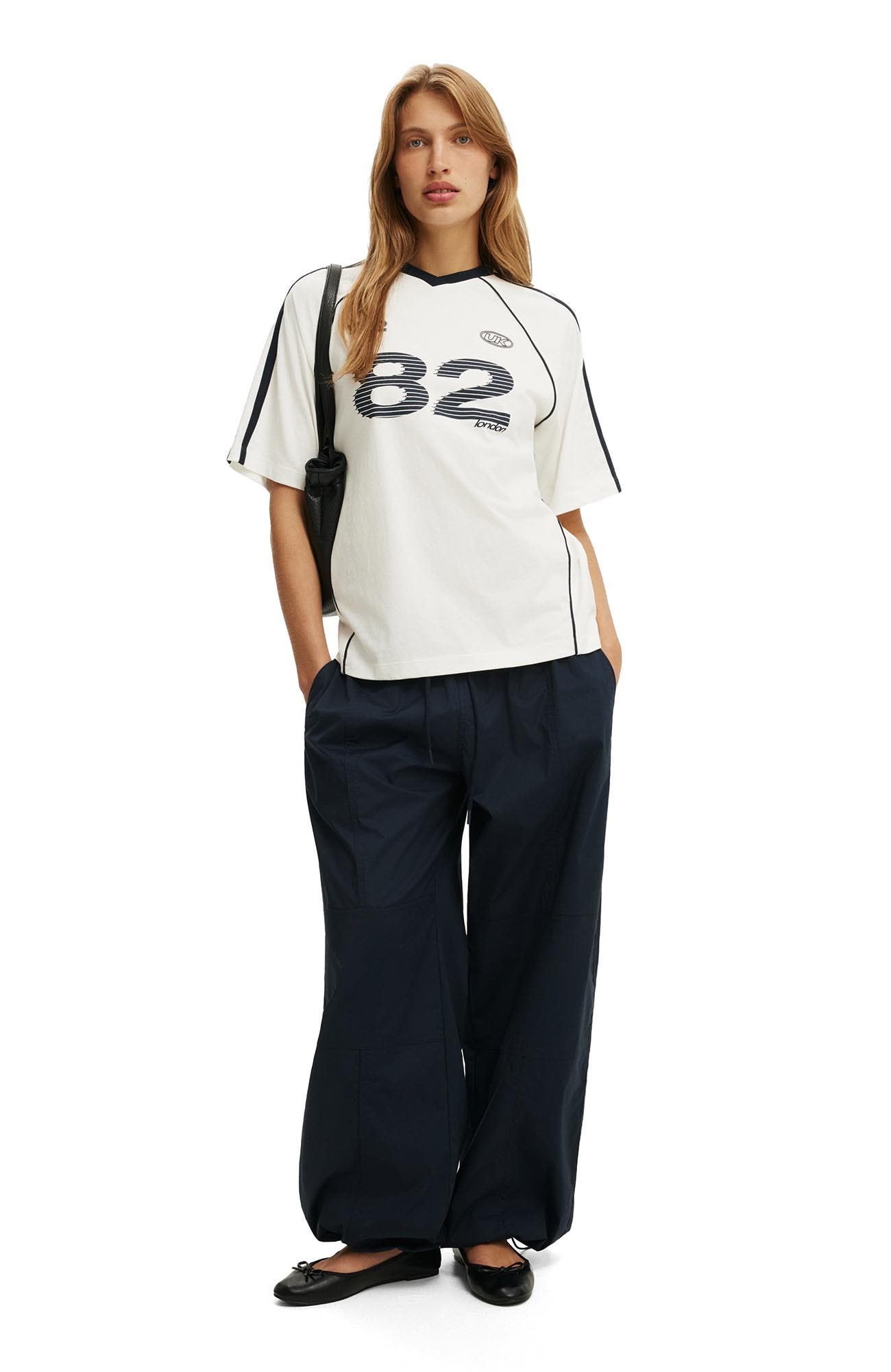 Women's Vneck Oversized Raglan Graphic Tee - image 2