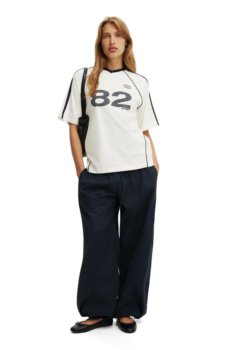 Cotton On Women's Vneck Oversized Raglan Graphic Tee, Alternate, color, London 82  Vintage White