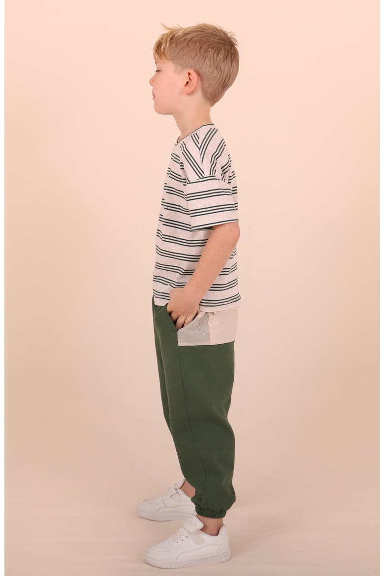 Kids' Striped Drop Shoulder Tee, Alternate, color, GREEN MULTI