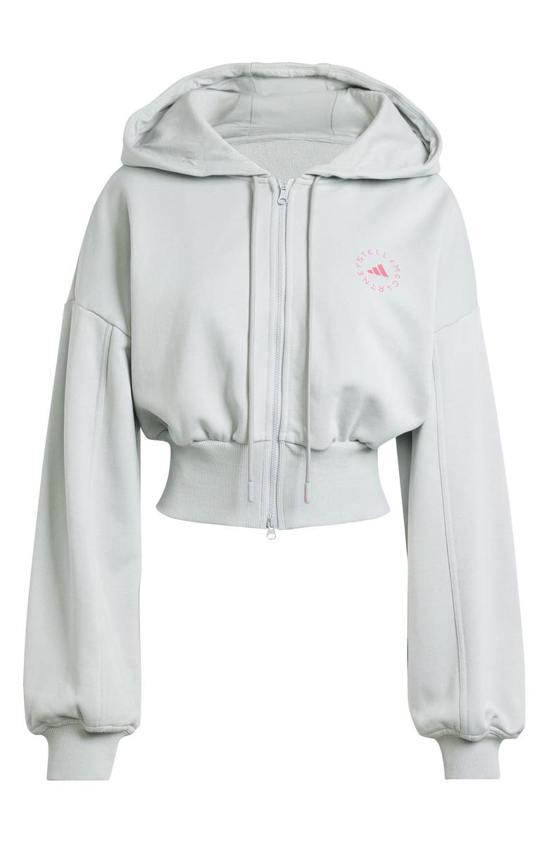 adidas by Stella McCartney Organic Cotton Crop Zip-Up Hoodie, Main, color,