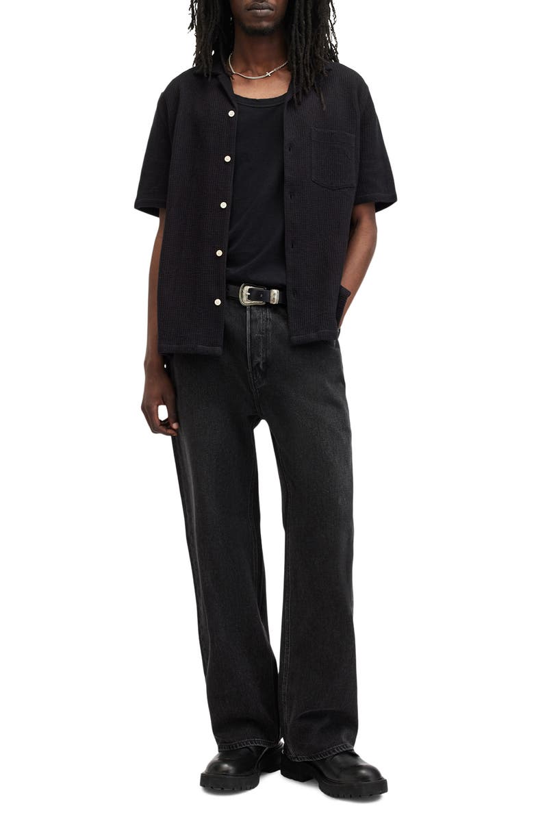 AllSaints Helston Oversize Waffle Camp Shirt, Alternate, color,