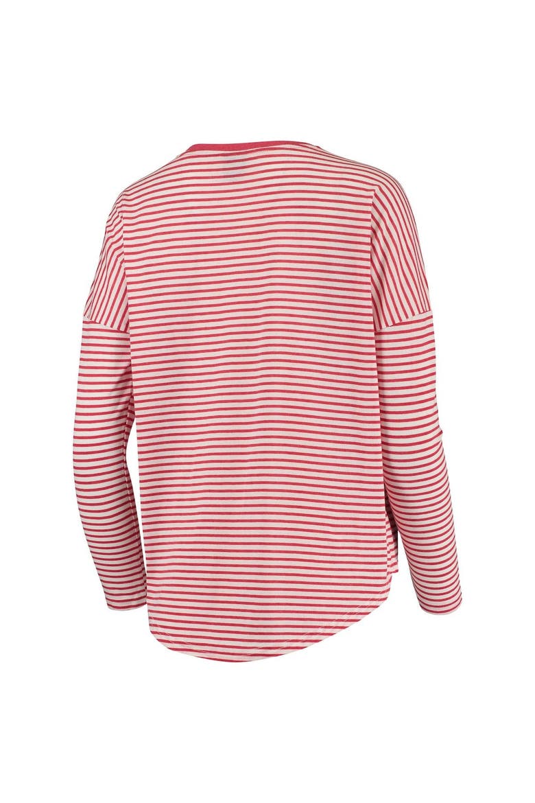 Women's Scarlet/White Ohio State Buckeyes Melange Striped Boxy Long Sleeve T-Shirt, Alternate, color, Scarlet