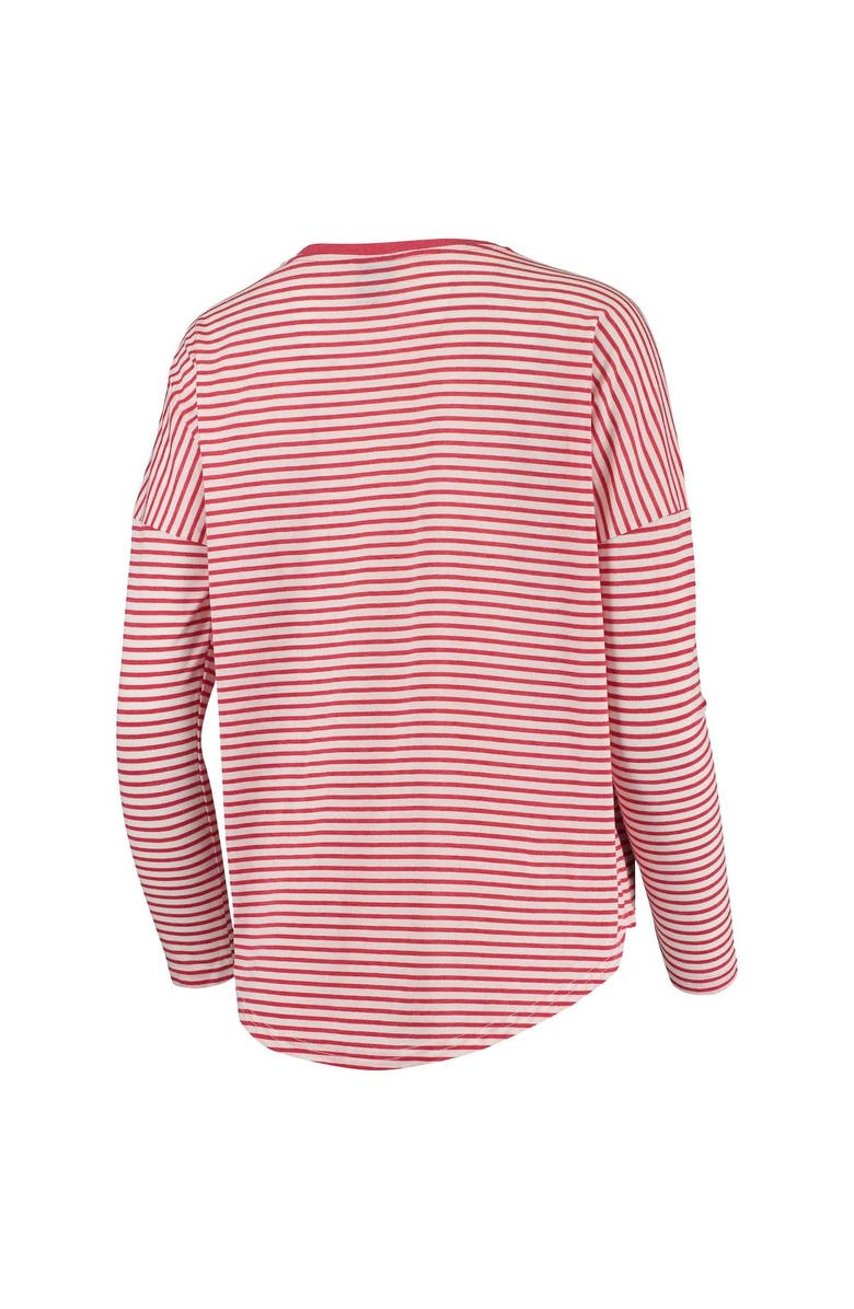 UG APPAREL Women's Scarlet/White Ohio State Buckeyes Melange Striped Boxy Long Sleeve T-Shirt, Alternate, color,