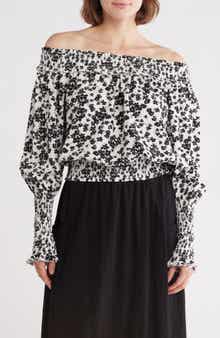 PATRIZIA LUCA Smocked Off-the-Shoulder Top