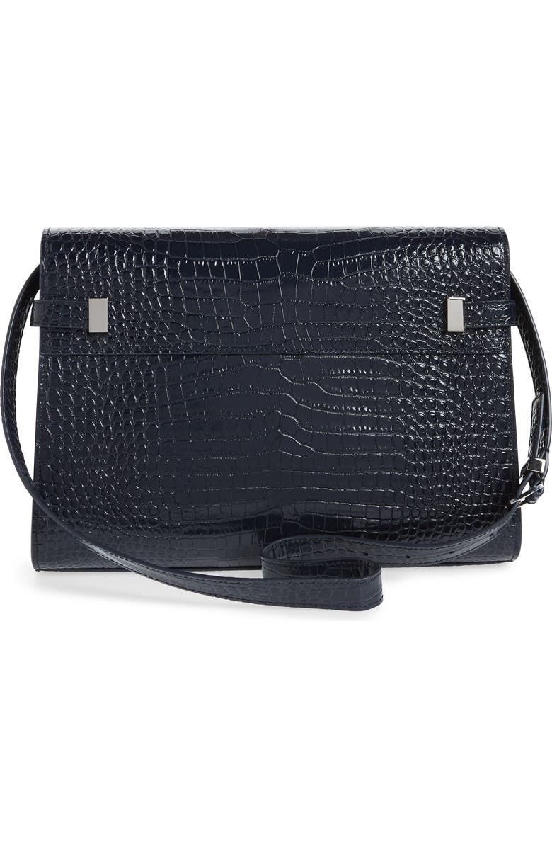 Saint Laurent Manhattan Croc Embossed Calfskin Satchel, Alternate, color,