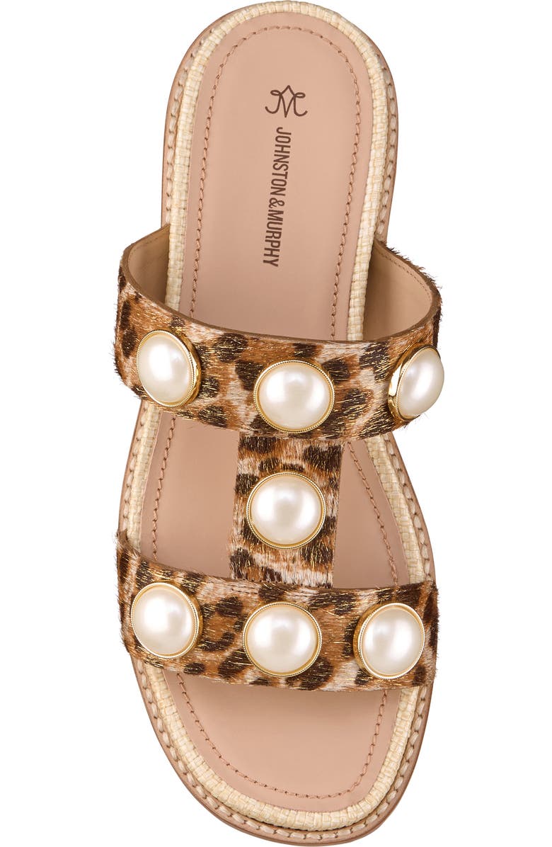 Johnston & Murphy Chandler Embellished Genuine Calf Hair Wedge Slide Sandal, Alternate, color, Gold Leopard Haircalf