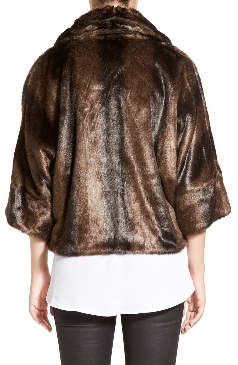T Tahari 'Harper' Faux Fur Capelet, Alternate, color, 