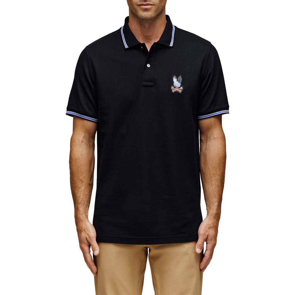 Psycho Bunny Dante Tipped Pima Cotton Piqué Polo In Black