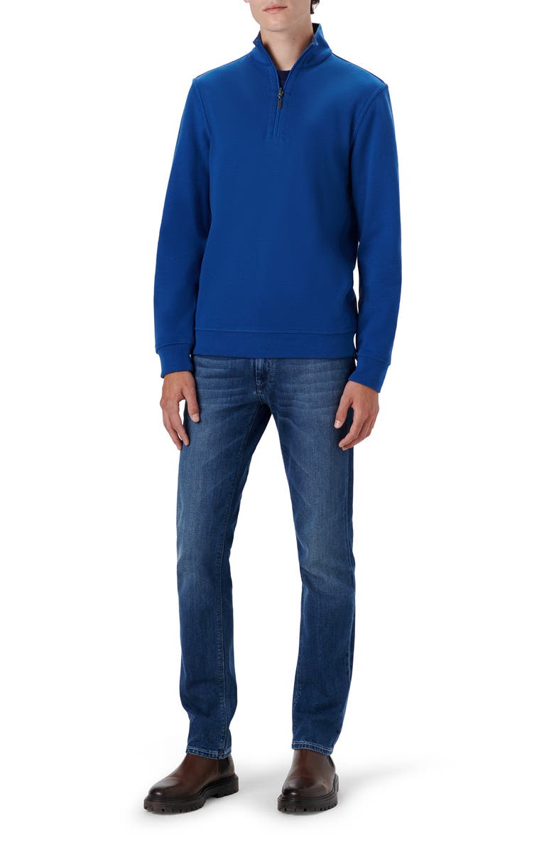 Bugatchi Reversible Knit Quarter Zip Pullover, Alternate, color, French Blue