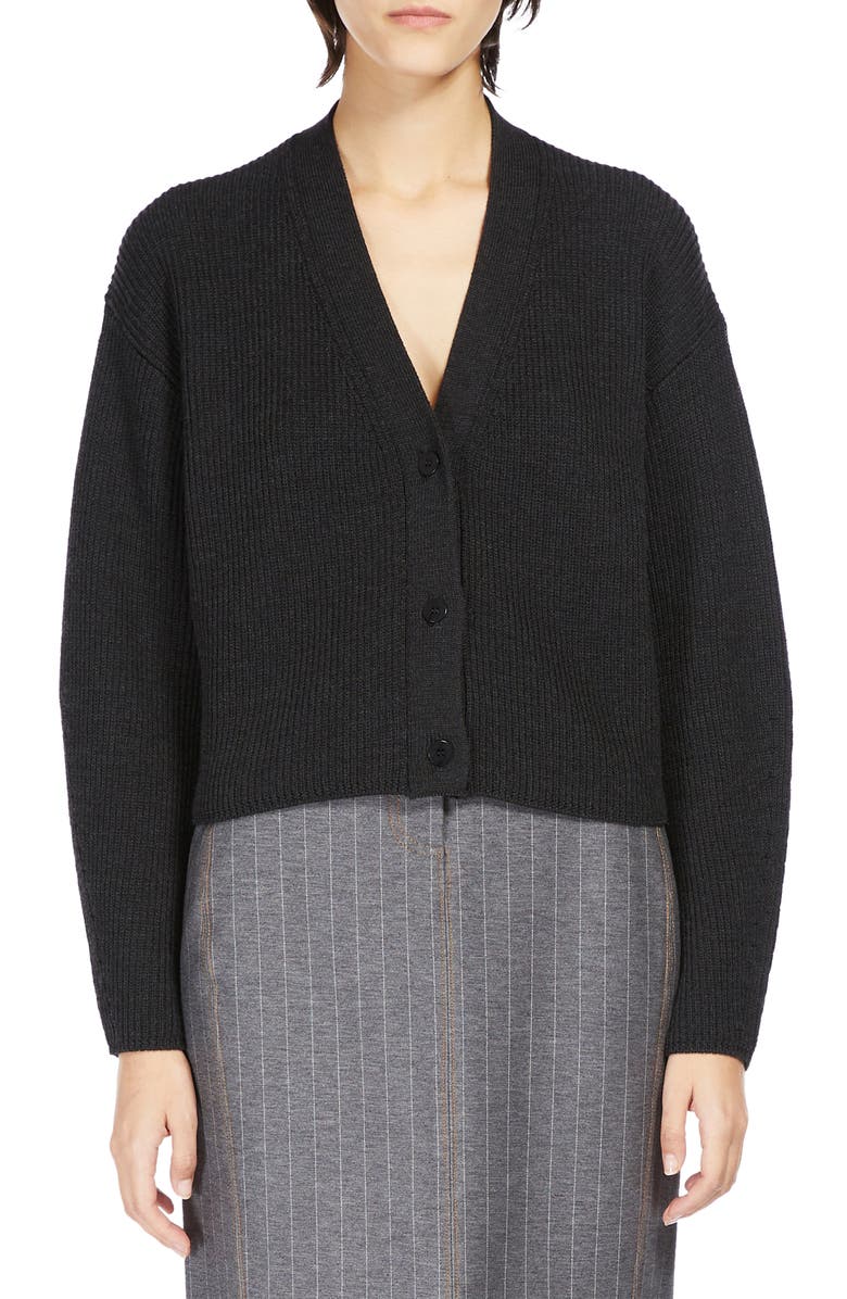 Max Mara Leisure York Rib Virgin Wool Cardigan, Main, color, 