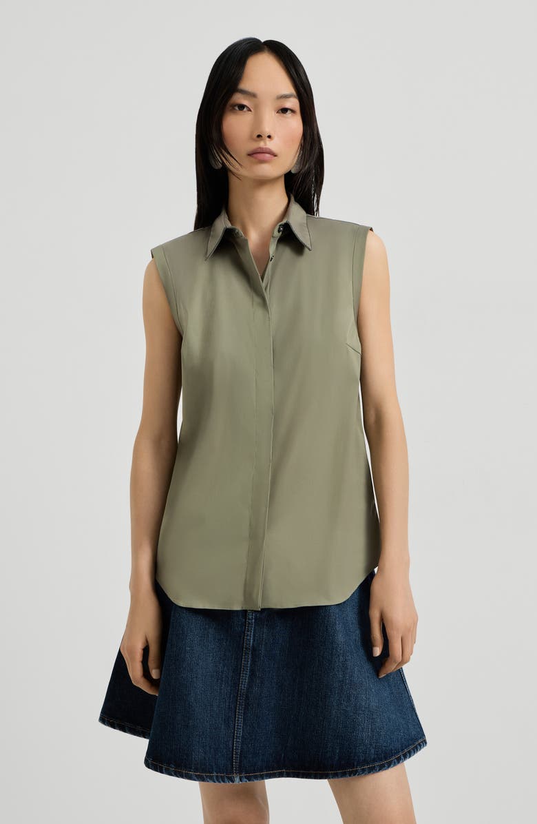Brunello Cucinelli Stretch poplin shirt, Alternate, color, Green