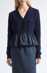 Cecilie Bahnsen Peplum Recycled Cashmere Blend Cardigan