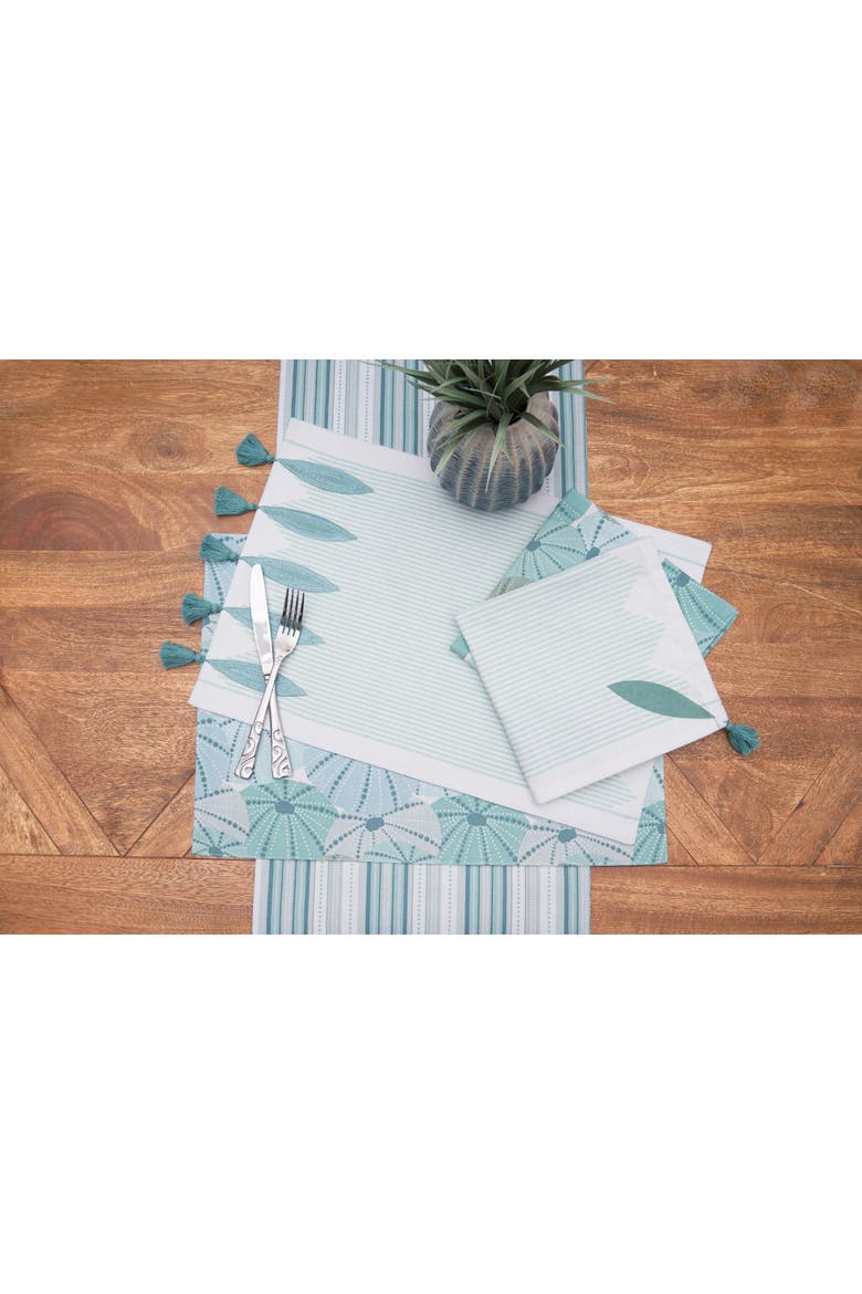 Tassel and Stripes Fish Placemats Machine Washable Set of 6, Alternate, color, Blue
