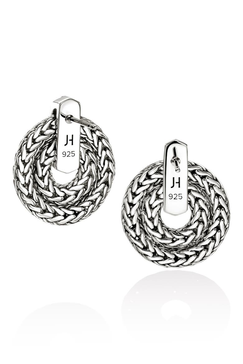 Icon Link Diamond Pavé Frontal Hoop Earrings, Alternate, color, SILVER