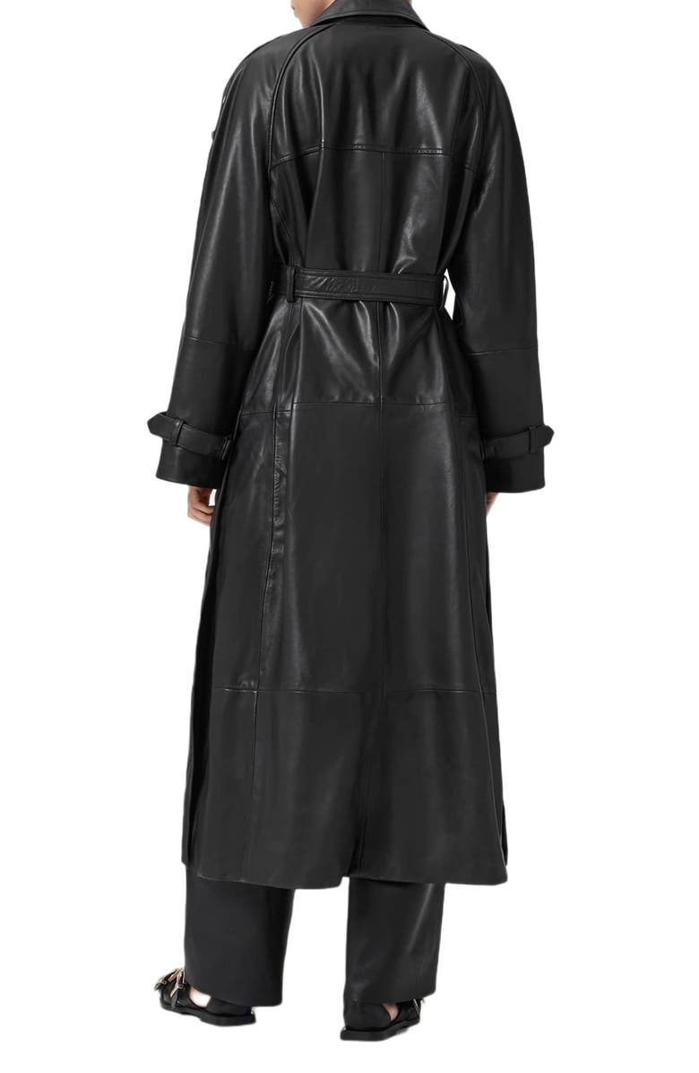 AllSaints Reed Leather Trench, Alternate, color, Black