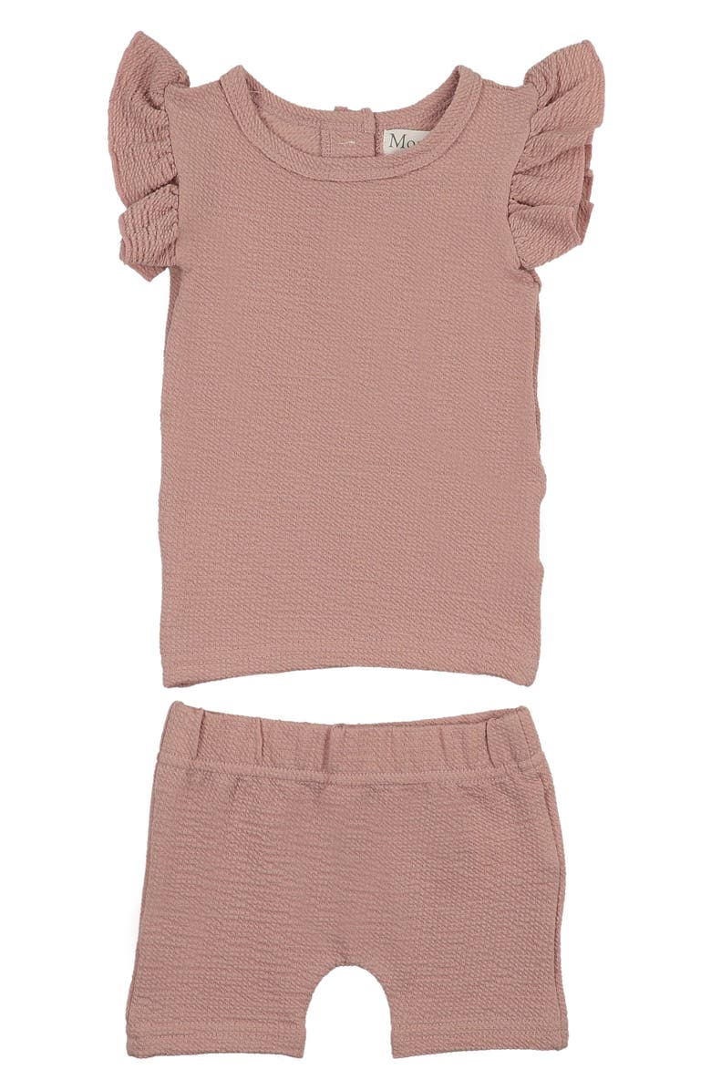 Manière Kids' Smocked Ruffle Top & Shorts Set, Main, color, Mauve