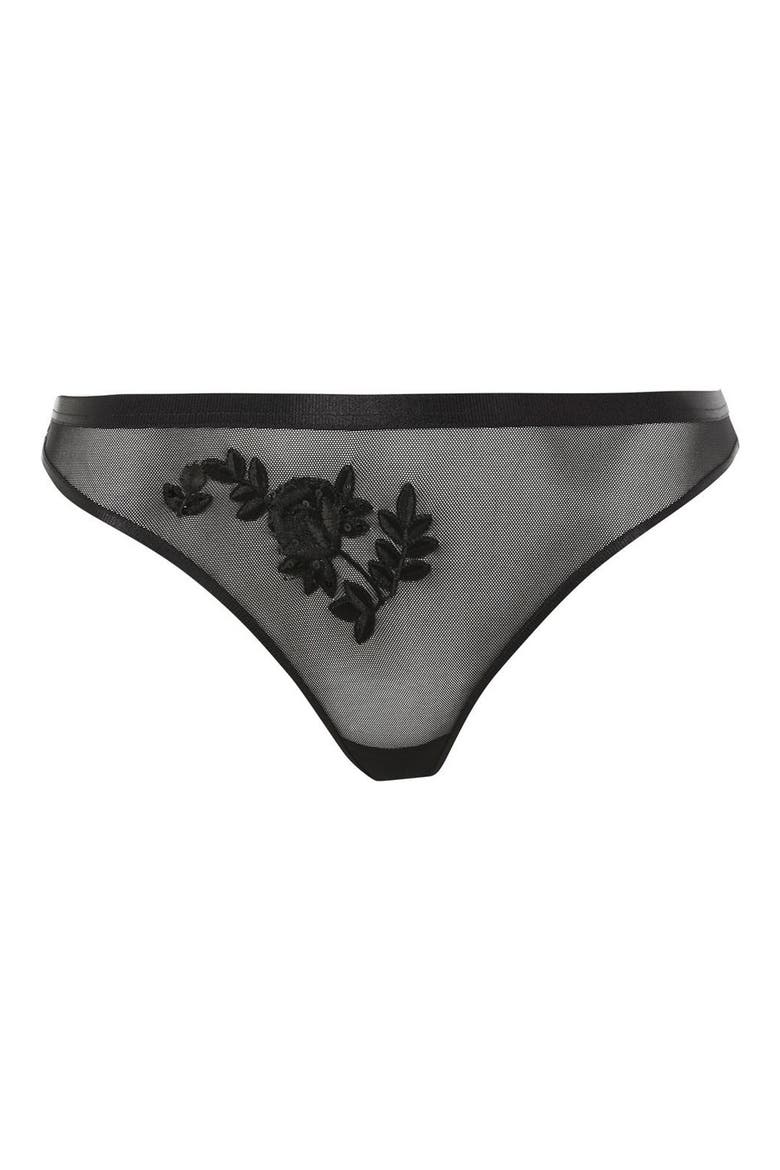 Ophelia Lace Thong, Alternate, color, BLACK