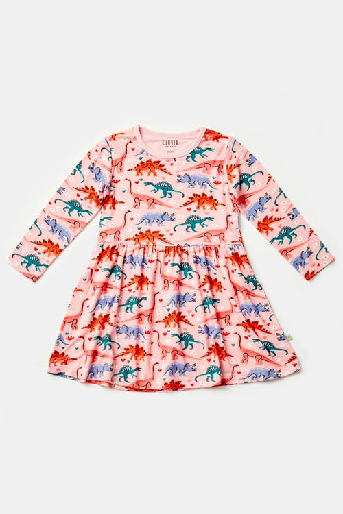 Clover Baby & Kids Stretchy Long Sleeve Twirl Dress In Pink
