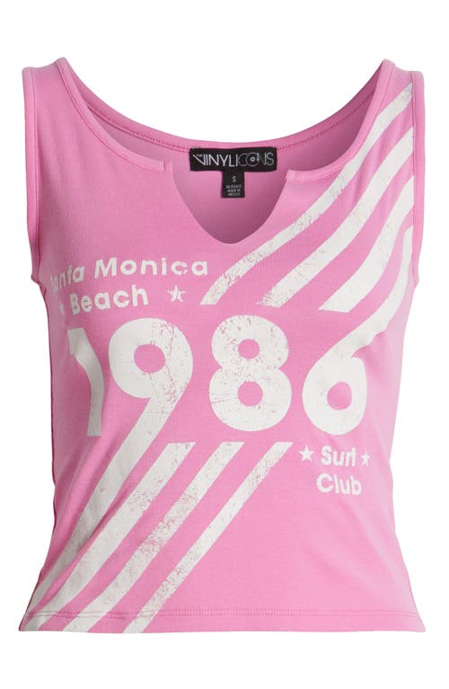 Shop Vinyl Icons Santa Monical 86 Split Neck Graphic Tank In Fuchsia Pink