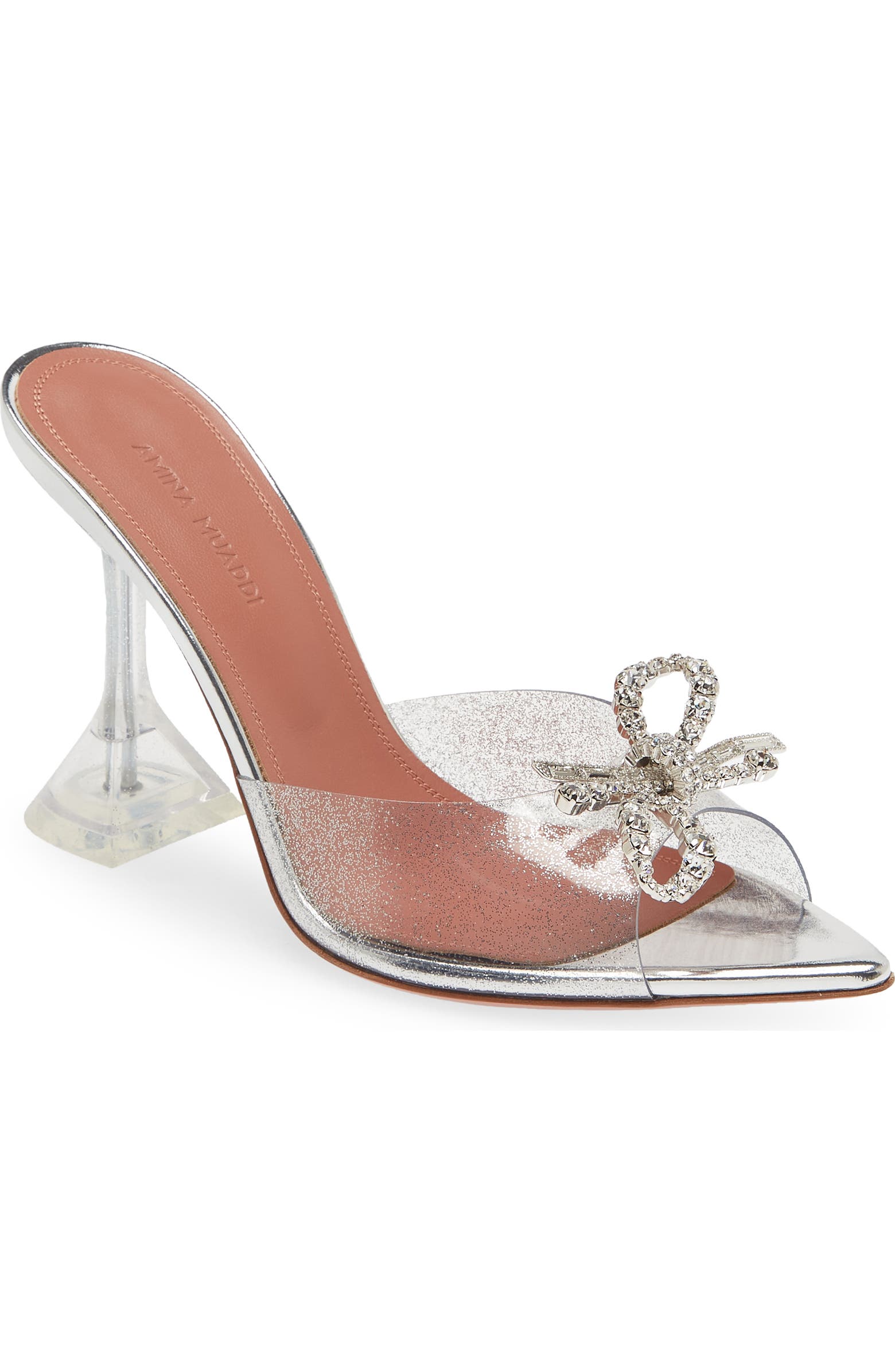 Amina Muaddi Rosie Glass Crystal Bow Slide Sandal (Women) | Nordstromrack