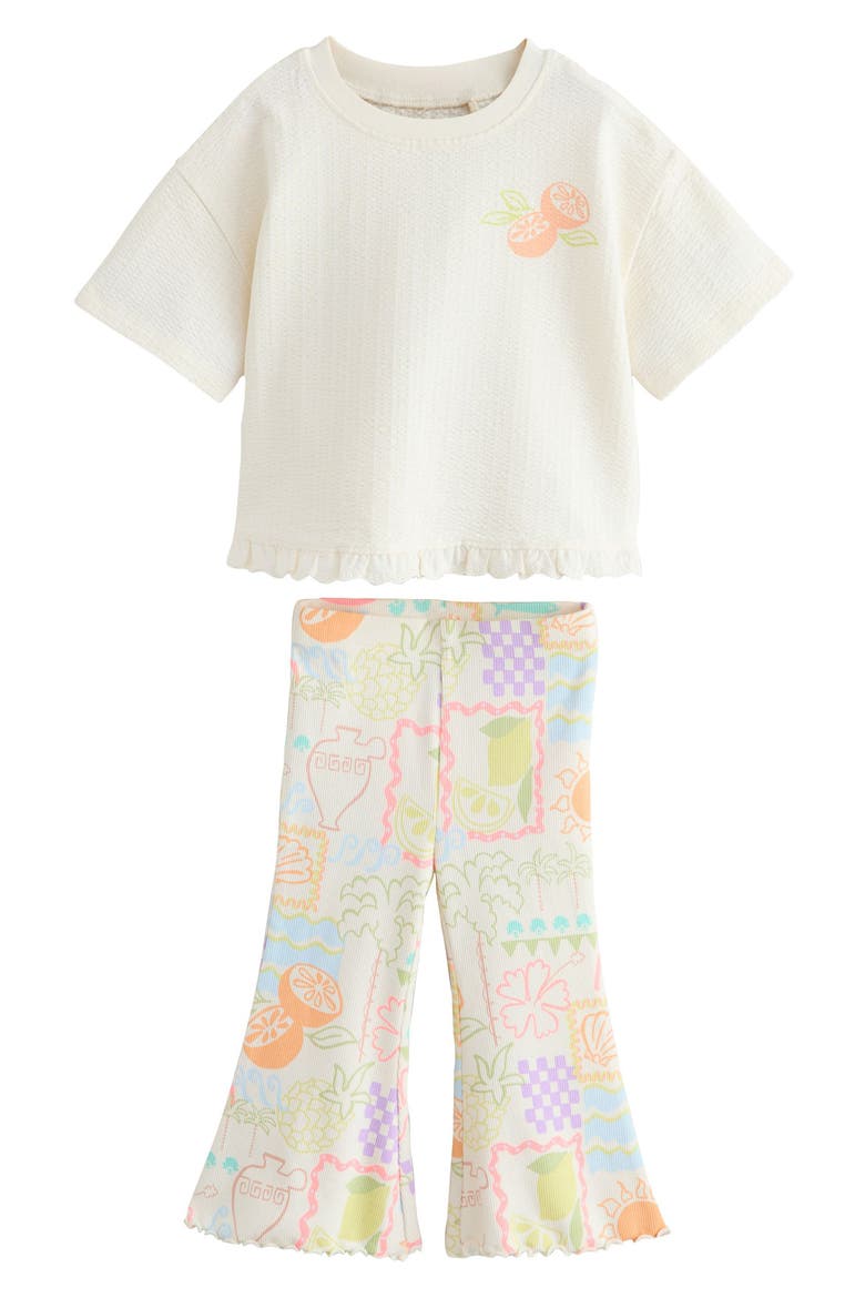 Kids' Rib Graphic T-Shirt & Flare Leggings Set, Main, color, WHITE