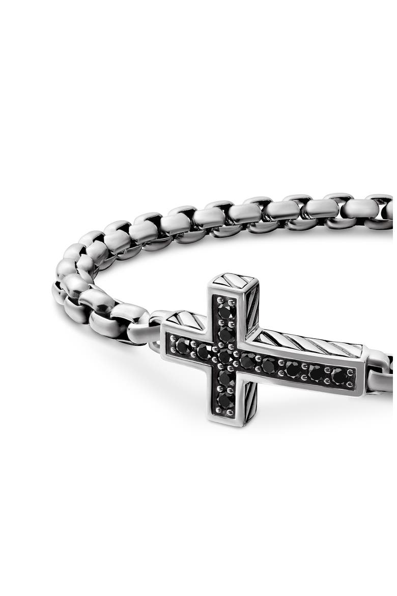Pavé Cross Bracelet in Sterling Silver with Diamonds, 5mm, Alternate, color, BLACK DIAMOND