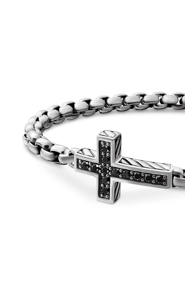 David Yurman Pavé Cross Bracelet in Sterling Silver with Diamonds, 5mm, Alternate, color, Black Diamond