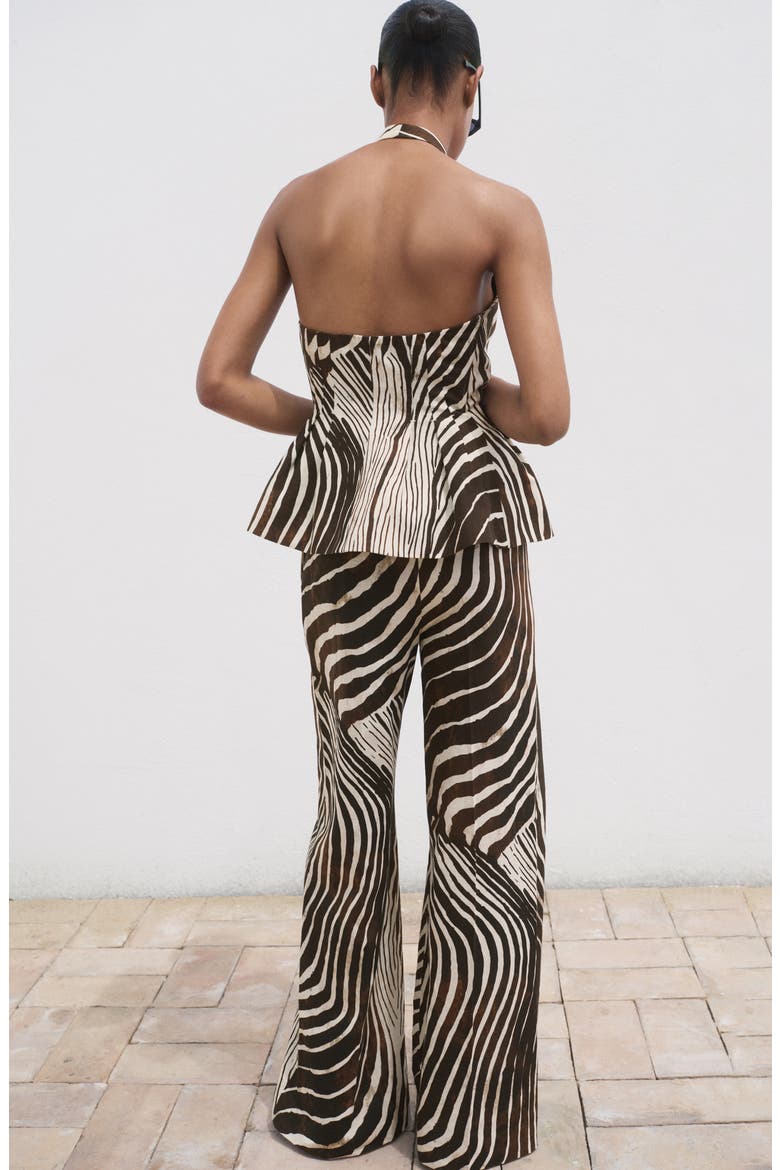 ZebraPrint Linen & Cotton Straight Leg Pants, Alternate, color, CHOCOLATE