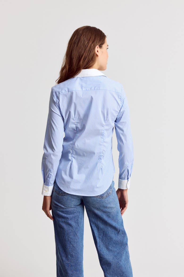 The Icon Shirt in Stripe, Alternate, color, Sky Blue/White Collar