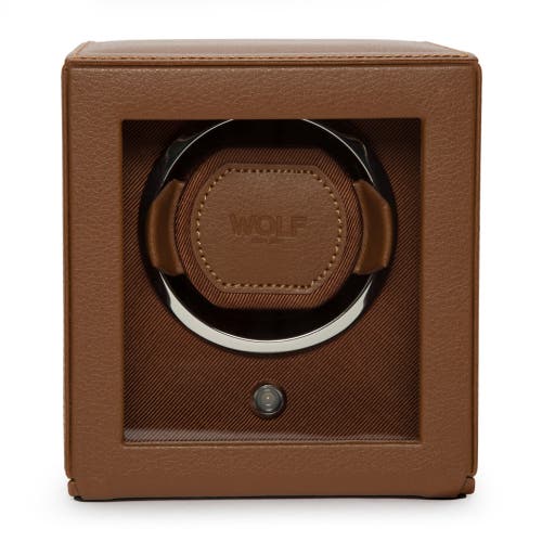 Wolf Cub Single Watch Winder With Cover In Cognac
