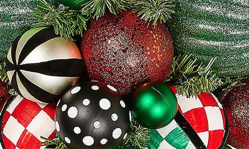 Mackenzie-childs Mackenzie Childs Check It Out Illuminated Christmas Swag In Green