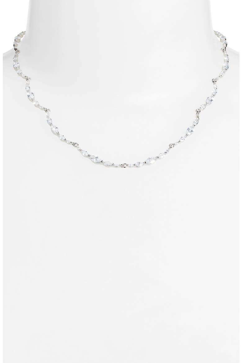 Dainty Cubic Zirconia Collar Necklace, Alternate, color, CLEAR- SILVER