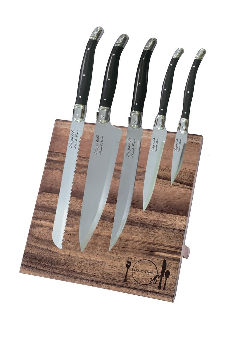 FRENCH HOME 5-Piece Laguiole Kitchen Knife Set, Main, color, Black