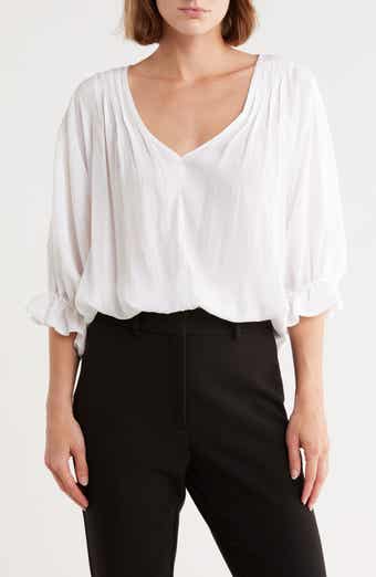 Ramy Brook Vina Balloon Sleeve V-Neck Top