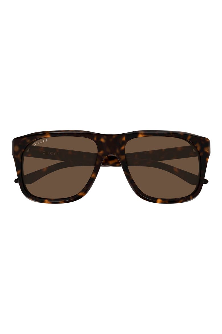 55mm Rectangular Sunglasses, Main, color, DARK HAVANA