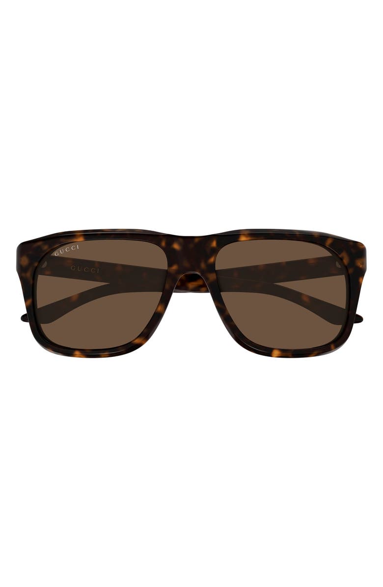 Gucci 55mm Rectangular Sunglasses, Main, color, Dark Havana