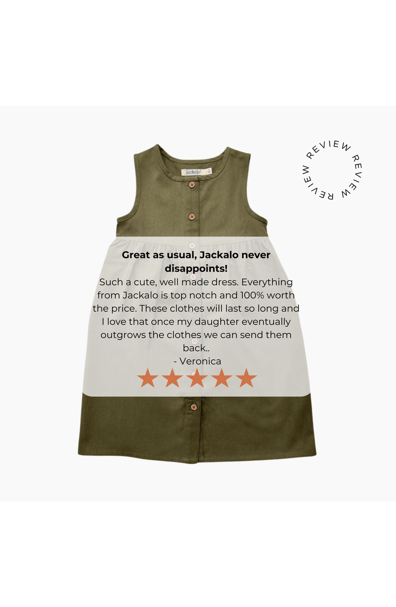 Jackalo Kids' Organic Cotton Twill Sleeveless Jo Dress, Alternate, color, Dark Olive