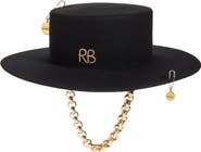 Ruslan Baginskiy Chain Strap Wool Blend Canotier Hat