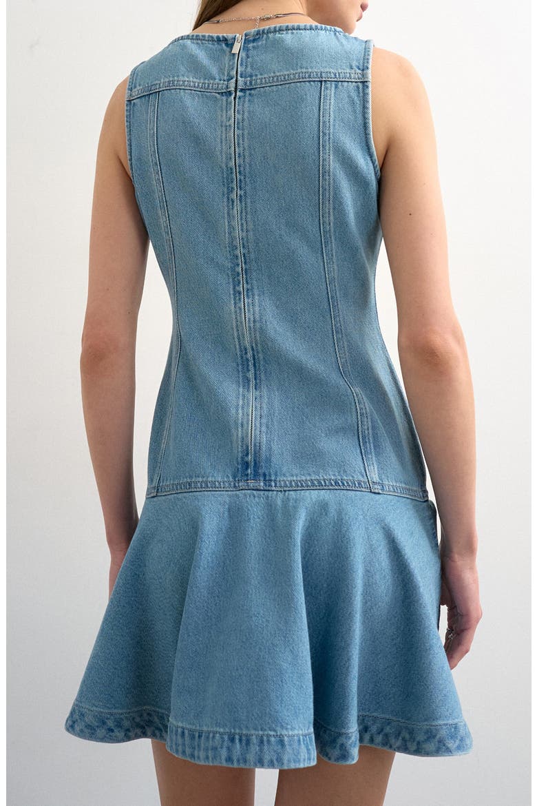 Seamed Denim Minidress, Alternate, color, LBLUE