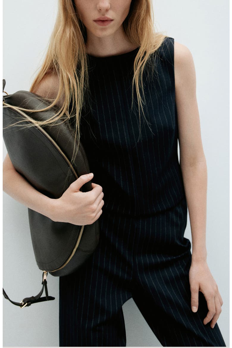 Pinstriped Boat Neck Top, Main, color, NAVY