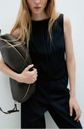 MANGO Pinstriped Boat Neck Top